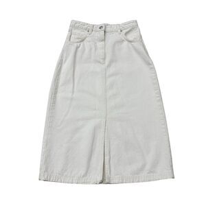 MANGO White Denim Midi Skirt Size S